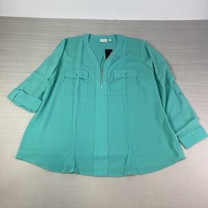 Kim Rogers Curvy Teal Green Tunic Zipper Detail Women's 2X‎ NEW